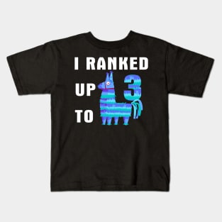 I Ranked Up To 3 Birthday Video Game Llama Kids T-Shirt